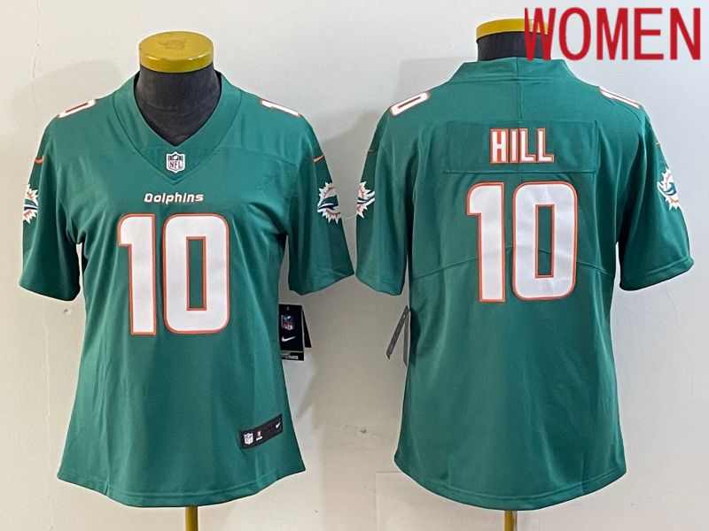 Women Miami Dolphins #10 Hill Green New Nike Vapor Untouchable Limited NFL Jersey->nfl hats->Sports Caps